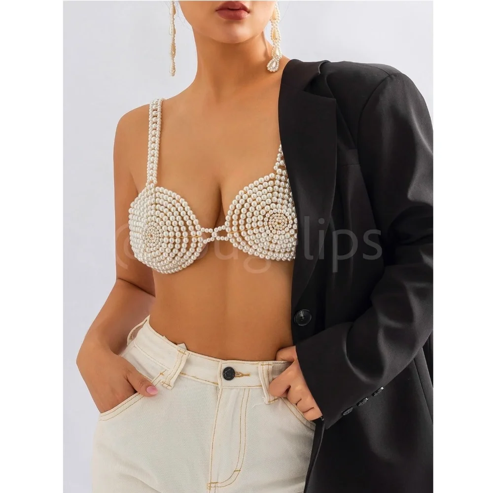 Faux Pearl Jewelry Bra - Picture 2 of 6